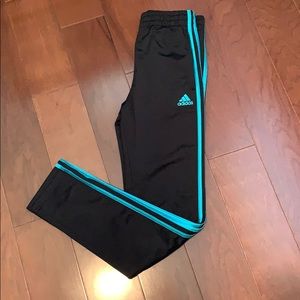 Adidas 14/16 boys sweatpants black teal stripes